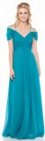 Main image of Cap Sleeve Long Formal Dress with Spaghetti Straps
